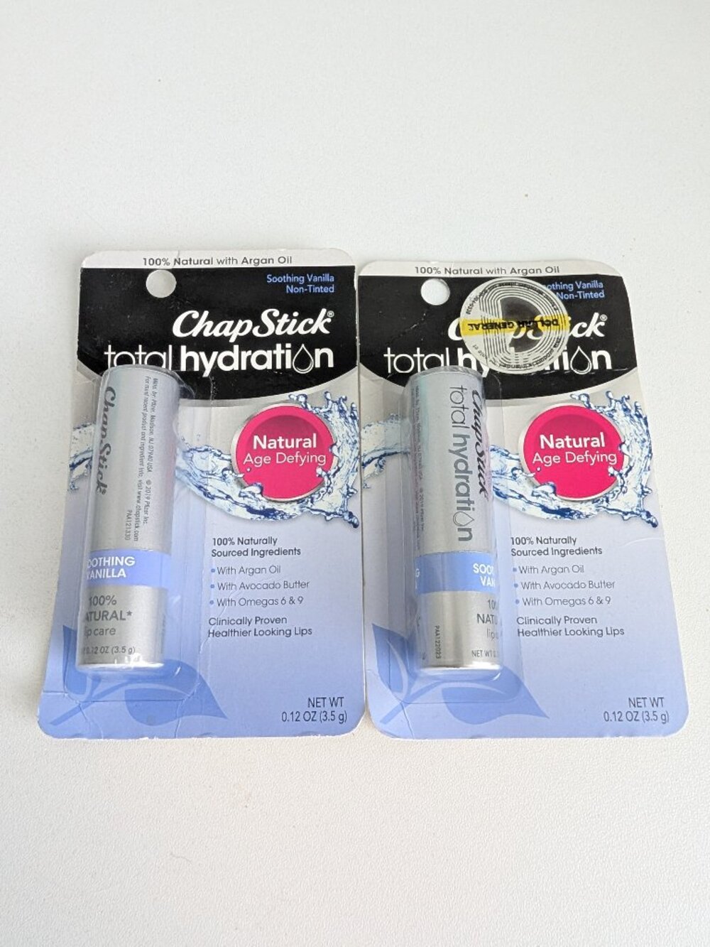 Chapstick Total Hydration Soothing Vanilla Lip Care Non Tinted 2 Pack SEALED